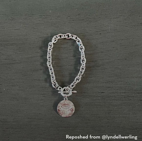 1/$5 or 3/$10 NWT Evil Eye Blue Silver Crystal Charm Chain Link Bracelet. - Picture 2 of 4